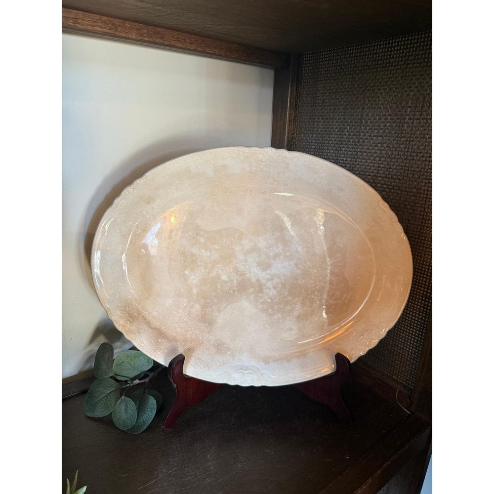 Toasty antique white ironstone oval serving platter